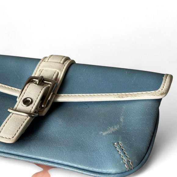 Coach Blue Leather Wallet with Silver Buckle Detail - Picture 3 of 6